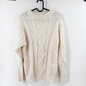 ✅ Aelfric Eden Sweater Ivory MEDIUM Unisex FISHERMAN Sweater CABLE KNIT